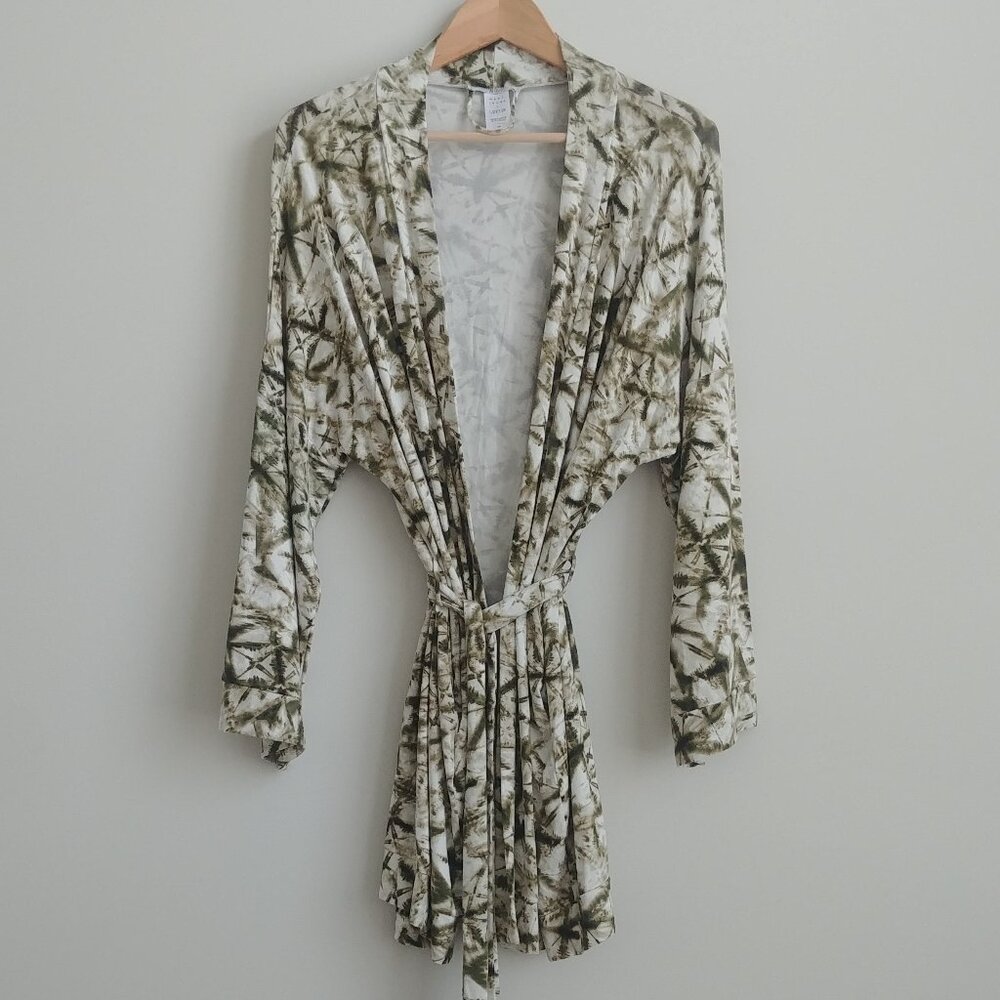 Mary Young Latitude made in Canada bamboo elastane soft cream green robe Small